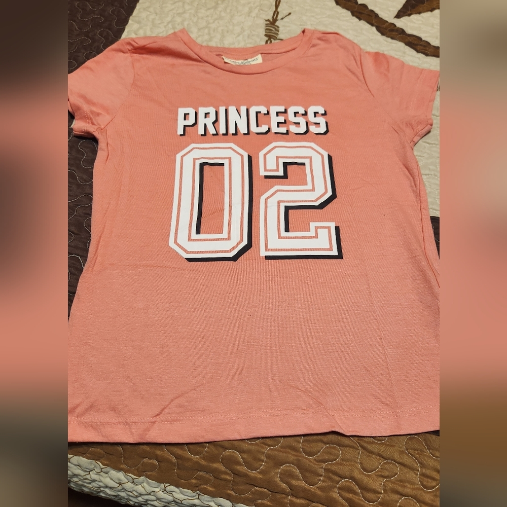 New Girls Pink Princess T-shirt Sz M 7/8